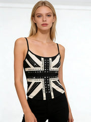 Flag Print Studded Cami Top