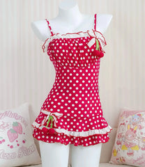 Red Polka Dot Cherry One Piece Swimsuit