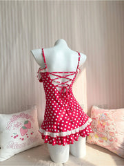 Red Polka Dot Cherry One Piece Swimsuit