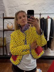 Color Block Pattern Printed Reversible Quilted Jacket