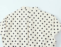 Short Sleeve Lace Up Cut Out Collar Polka Dot Mini Dress