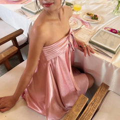 Pink Stain Strapless Mini Dress