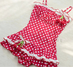 Red Polka Dot Cherry One Piece Swimsuit