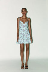 Solid Bow Strap Mini Dress