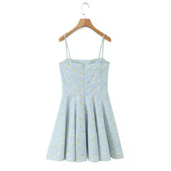 Spaghetti Strap Pleated Hem Mini A-line Dress