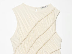 White Ruched Asymmetrical Hem Top