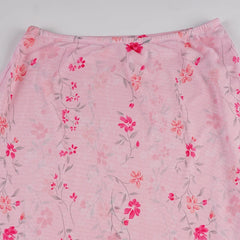 Pink Floral Print Mesh Midi Skirt