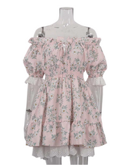 Puff Sleeve Tie Up Elastic Puff Sleeve Mini Dress