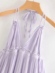 Strappy Mesh V-neck Mini Dress