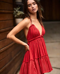 Strappy Mesh V-neck Mini Dress