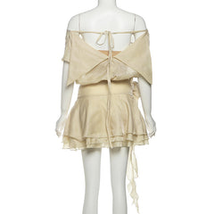 Off-Shoulder 3D Flower Ruffle Mini Dress