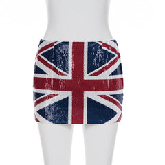Flag Print Sequin Mini Skirt
