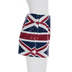 Flag Print Sequin Mini Skirt