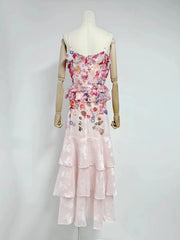 Floral Printed Ruffle Strappy Midi Dress