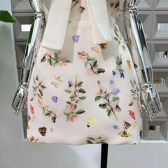 Print Bow Butterfly Sleeveless Mini Dress