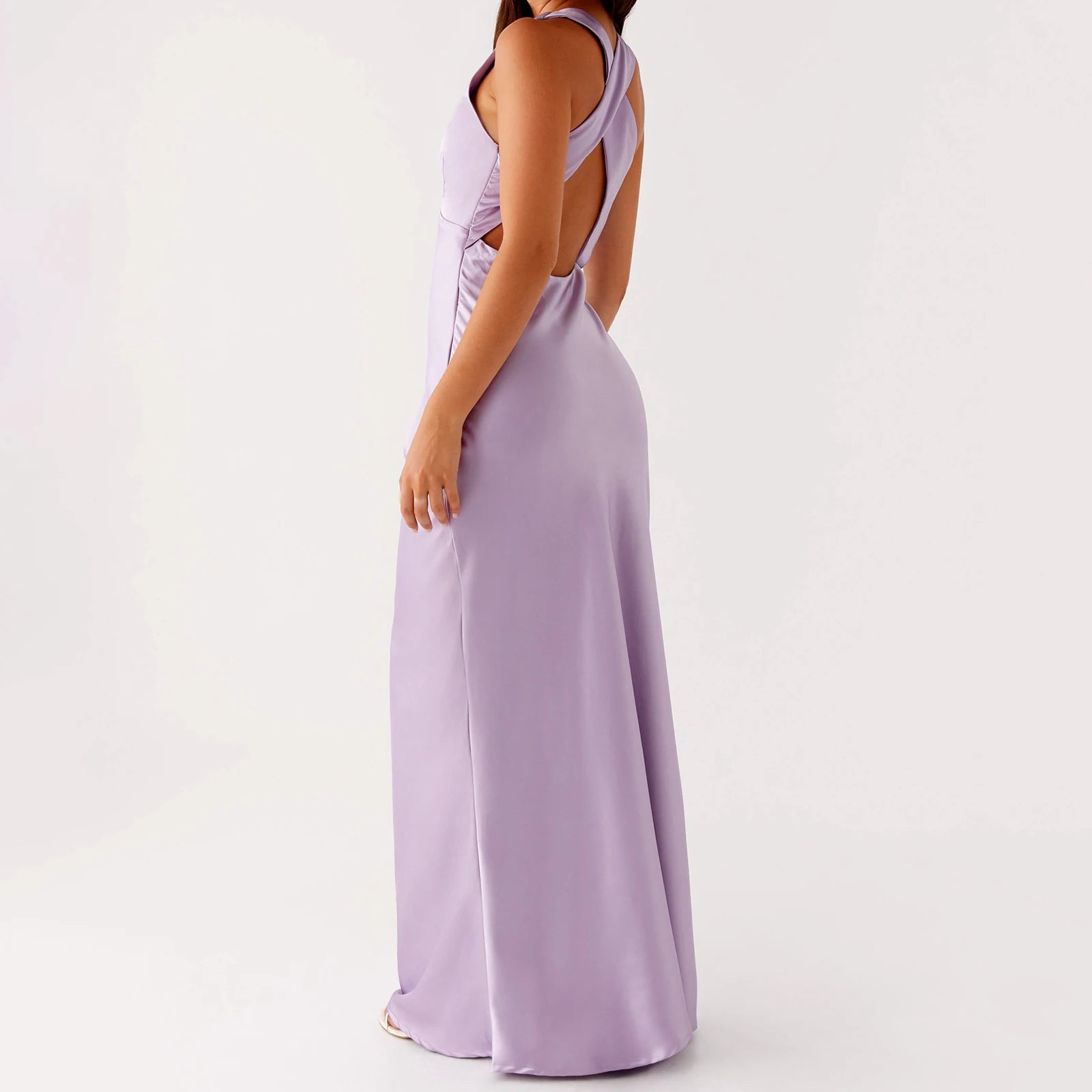 Lavender dress with cut-out back