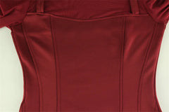 Red Mesh Patchwork Long Sleeve Turtleneck Short Dress