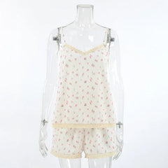 Floral Print Cami Top And Shorts Loungewear Set
