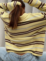 Yellow Collar Knit Long Sleeve Top