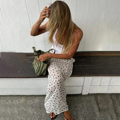 Sheer Polka Dot Midi Skirt
