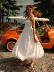 White Tie-Up Long Dress