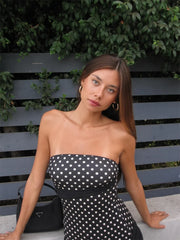 Black Polka Dot Tube Wrap Mini Dress