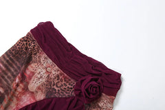Printed Pearl Chain Bandau Top And High Split Maxi Skirt Beachwear Set