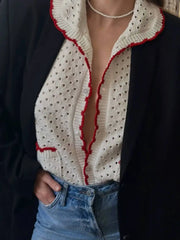 White Knitted Short Sleeve Top And Shorts Set