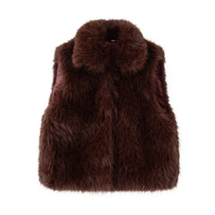 Sleeveless Lapel Fuzzy Vest