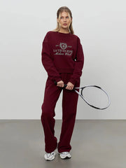 Letter Print Sweatshirt And Pants Set