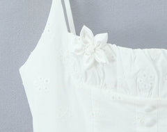 White 3d Floor Eyelet Mini Dress