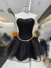 Rhinestone Strap Flare Strapless Mini Dress