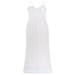 White Lace Strapless Maxi Dress