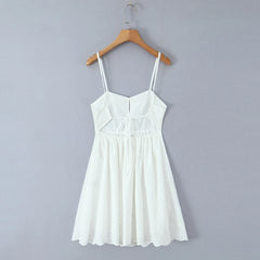 White Sleeveless Back Tie Babydoll Mini Dress