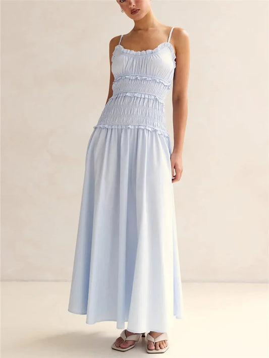 Smocked Tiered Spaghetti Strap Maxi Dress