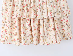 Orange Floral Corset Tie Up Strap Mini Dress