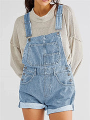 Denim Adjustable Strap Shorts Overalls
