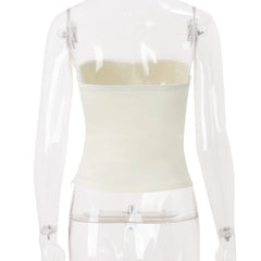 White Smocked Tied Tube Corset Top