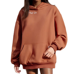 Brown Dessert Embroidered Hoodie