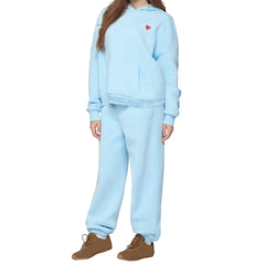 Blue Heart Print Hoodie with Sweatpants Set