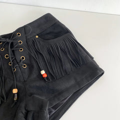 High Waist Tassels Design Shorts