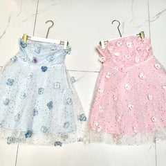 Sequins Strapless 3D Flowers Mini Dress