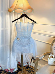 Strapless Draped Mesh Mini Dress
