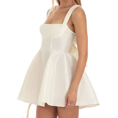 Satin Strap Bowknot Mini A-line Dress