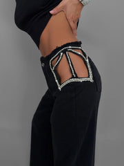 Crystal Star Hollow Out Jeans
