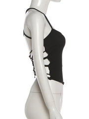 Backless Criss-Cross Strappy Detail Crop Top
