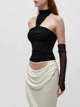Solid Halter Folds Strapless Top