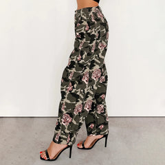 Camo Rose High Waist Denim Pants