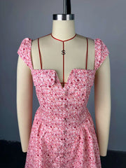 Floral Printed A-Line Low Cut Mini Dress