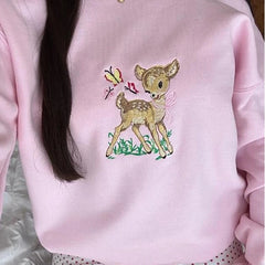 Embroidery Off Shoulder Long Sleeve Pullover